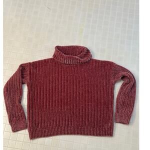 Hippie Rose Cropped turtleneck sweater ladies size medium dusty rose pink